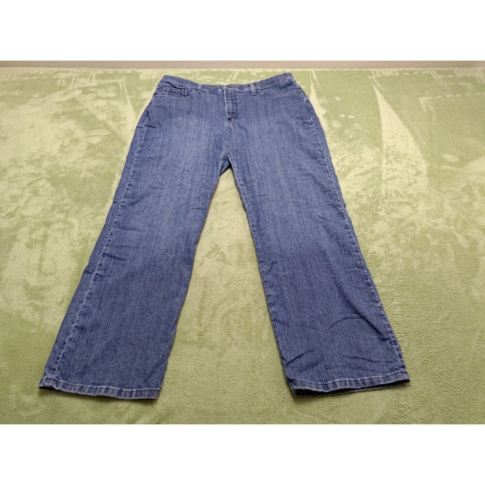 Lee Women 18 Short Classic Fit Straight Leg Jeans Blue Stretch Denim